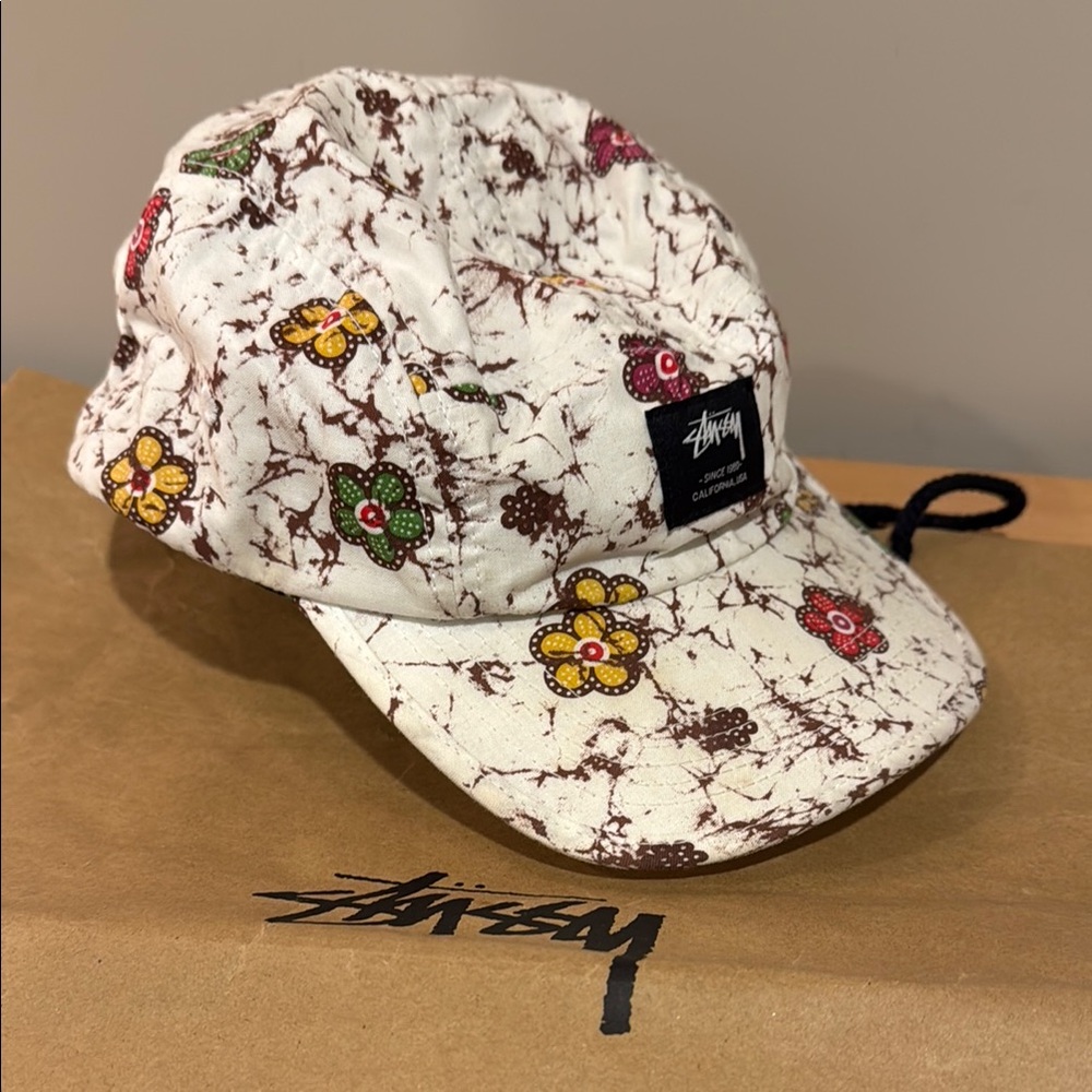 Stussy White Floral Camp Hat